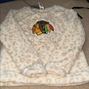 NHL CHICAGO BLACKHAWK Cozy Cream soft Fleece Jacket with Embroidered Logo L10/12